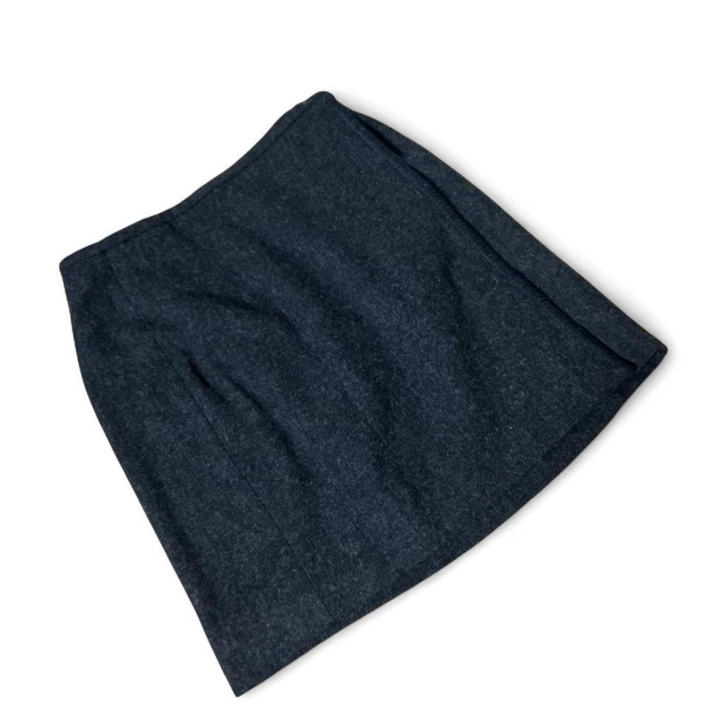 Eddie Bauer Gray 100% Wool Wrap Mini Dark Academia Skirt Lined Size 14 Preppy